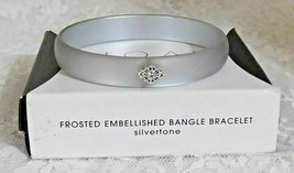 Avon Frosted Embellished Bangle Bracelet in Silvertone  - £7.66 GBP