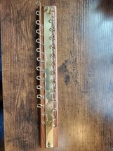 Vintage Wood Gold Tie Scarf Rack -Slide Mount Hook Wall Organizer Hanger... - $13.85