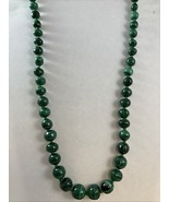 Malachite Beaded Necklace Graduated Green Gemstone 22&quot; Barrel Closure - $456.57 MXN
