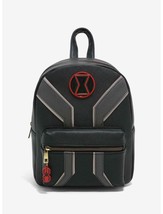 Marvel Black Widow Mini Backpack Bag Faux Leather With Charm Black Gray NEW - £108.53 GBP