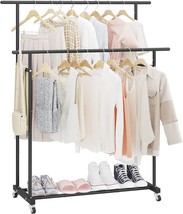 Heavy Duty Clothing Garment Rack Rolling Clothes Organizer Double Rails Hanging - £25.91 GBP