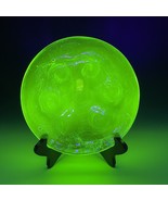 1920s Consolidated Glass Catalonia Green Bubble Uranium Salad Plate 8&quot; L... - $40.75
