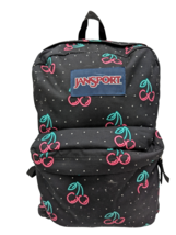 Jansport Superbreak Backpack Lightweight School  Black Neon Cherries Triangles - £14.58 GBP