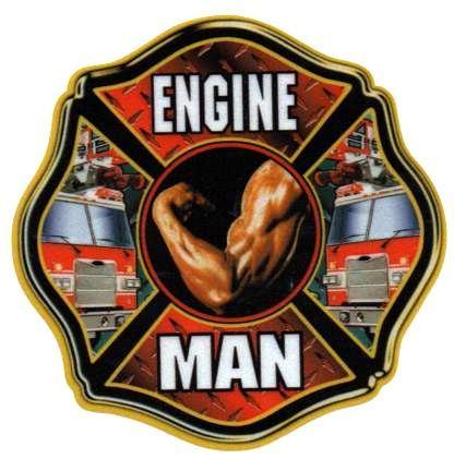 ENGINE MAN  Full Color  REFLECTIVE FIREFIGHTER DECAL  - 4&quot; x 4&quot; - $1.95