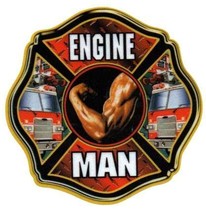 ENGINE MAN  Full Color  REFLECTIVE FIREFIGHTER DECAL  - 4&quot; x 4&quot; - $1.93