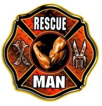 RESCUE MAN Full Color Highly Reflective FIREFIGHTER DECAL FD Rescue Decal - $2.97