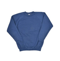 Vintage 80s Blank Crewneck Sweatshirt Mens S Blue Raglan Crewneck Sports... - £17.43 GBP