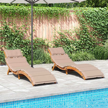  Sunlounger Set of 2 Taupe Solid acacia wood Extra Long Foldable - $8,503.08 MXN