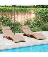  Sunlounger Set of 2 Taupe Solid acacia wood Extra Long Foldable - $8,452.42 MXN