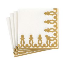 Caspari Dessin Passementerie Paper Linen Guest Towel Napkins in Gold - F... - $31.35