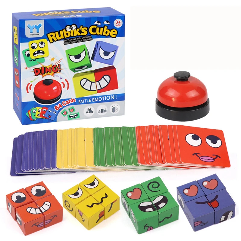 Kids Face Change Expression Puzzle Building Blocks Montessori Cube Table Game - £9.41 GBP+