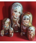Matryoshka Gift &quot;Belle&quot; &quot;Beautiful Girls&quot; Wooden Doll Nesting Doll 7 pieces - $355.60 CAD