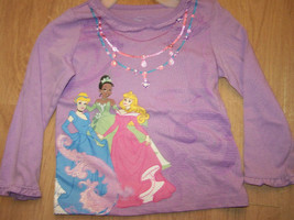 Size 24 Months Disney Princess L/S Shirt Top Cinderella Aurora Tiana Purple New - £9.43 GBP