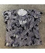 Dress Barn Paisley Sequined Cowl Ruffled Blouse Top 3X Purple Black Layers - $309.63 MXN