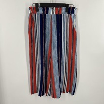 Splash Womens Multicolored Elastic Waist Capri Pants Striped with Pocket... - $22.79