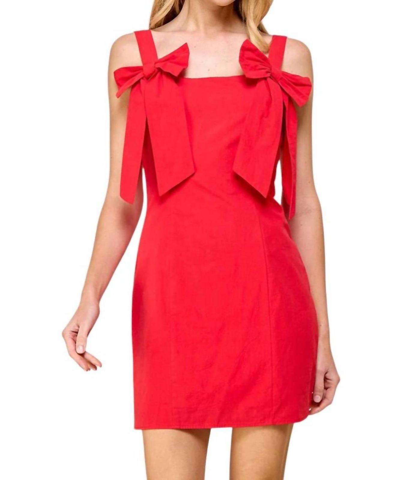 Tcec Bow Detail Dress Red - $41.00