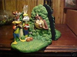 Extremely Rare! Looney Tunes Bugs Bunny Daffy Duck Taz Devil Bookends Fig Statue - $333.00