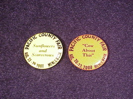 Lot of 2 Menlo Washington Pacific County Fair Pinback Buttons, Pins, 200... - $7.95