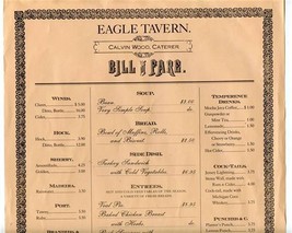 Eagle Tavern Bill of Fare Clinton Michigan Greenfield Village Michigan 1980&#39;s - £14.24 GBP