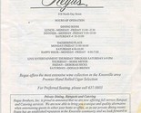 Regas Restaurant Lunch &amp; Dinner Menu Gay at Magnolia Knoxville Tennessee... - £21.90 GBP