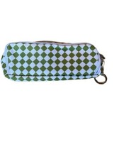 White And Green Checker Pencil Case 3 Compartments - £13.94 GBP