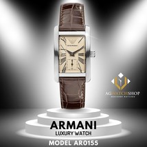 Emporio Armani Classic Beige Dial Brown Leather Strap Watch For Women - AR0155 - $133.03