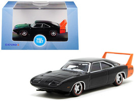 1969 Dodge Charger Daytona Black w Orange Stripe 1/87 HO Scale Diecast Car Oxfor - £18.47 GBP