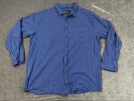 Drake Shirt Mens XL Blue White Plaid Button Up Long Sleeve Outdoor Cotto... - $17.81