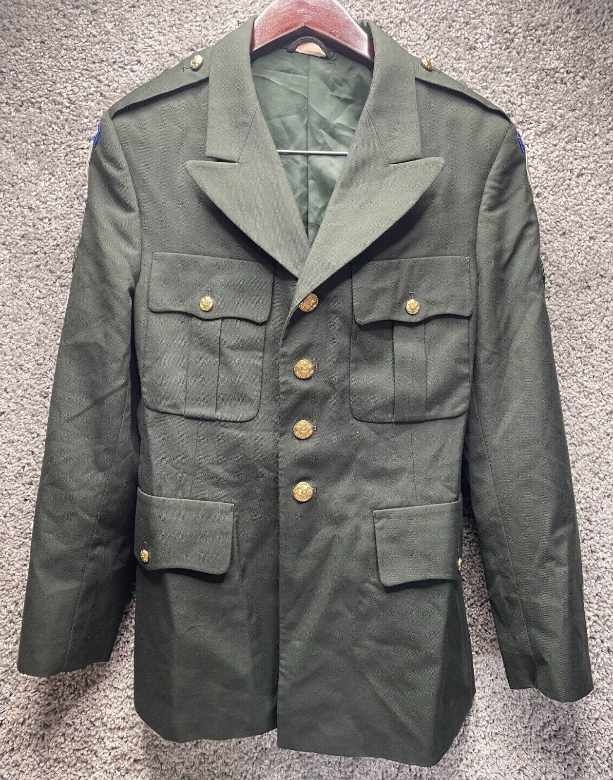 Mens Jacket Derossi & Son US Military Uniform Coat Army Green Size 42R - $28.42