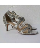 Kelly &amp; Katie Sparkly Silver Sandals Women 10 M Strappy Ankle Strap Buck... - £13.06 GBP