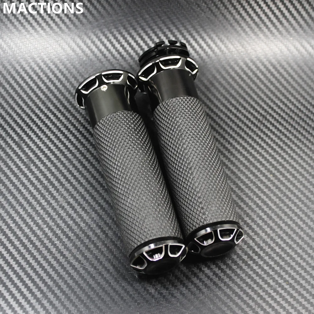 Universal Handlebar Grips Black CNC 1&quot; 25mm Hand Grip  Harley Touring ter  883 1 - $793.53