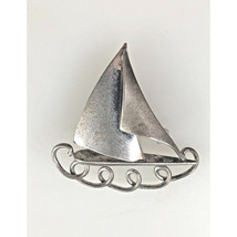 Vintage Sterling Silver Yacht On Waves Brooch. Sky - £26.81 GBP