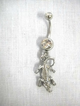 New Detailed Crocodile / Croc Charm On Clear Cz Belly Button Ring Gators Reptile - £4.78 GBP