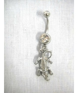 NEW DETAILED CROCODILE / CROC CHARM ON CLEAR CZ BELLY BUTTON RING GATORS... - £4.78 GBP