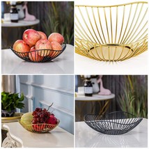 Metal Wire Fruit Basket for Kitchen Counter Iron Wave Fruit Vegetables Storage B - £13.36 GBP