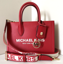 New Michael Kors Mirella Small Shopper Top Zip Crossbody Tote Bright Red - £104.51 GBP