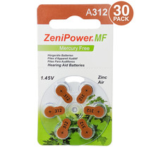 30 ZeniPower Size 312 1.45V Zinc Air Mercury Free Hearing Aid Batteries - £15.97 GBP