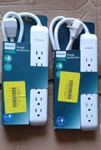 (2-Pack) Philips 6-Outlet Surge Protector with 4ft Extension Cord, White - $18.69