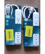 (2-Pack) Philips 6-Outlet Surge Protector with 4ft Extension Cord, White - $25.61 CAD