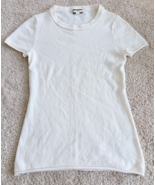 J Crew 100% Cashmere T Shirt Off White Cream Rolled Hem Women's Small S - $44.99