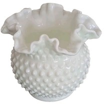 Fenton ~ Hobnail ~ Milk Glass ~ Ruffled Edge ~ White ~ 6&quot; Dia. x 5.5&quot; Tall Vase - £28.39 GBP