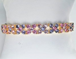 Joan Rivers Vermeil 925 Sterling Silver Lavender And Pink Crystal Bracelet - £88.25 GBP