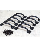 10 CAST IRON HANDLES DRAWER PULLS  4&quot; GLOSS BLACK HOME DECOR KITCHEN WIN... - $495.82 MXN