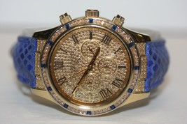 Michael Kors MK2311 Glitz Layton Blue Snakeskin Gold Tone Watch With Crystals - £194.84 GBP
