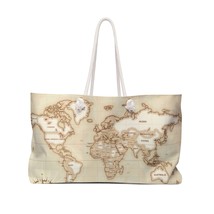 Personalised/Non-Personalised Weekender Bag, World Map, Large Weekender Bag, Bea - £39.20 GBP
