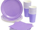 72 Pieces Of Purple Party Supplies With Paper Plates, Cups, And Napkins ... - £28.32 GBP