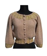 Cache Tan Luxe Metallic Cashmere Wool Blend Top New Sweater Stretch $168... - $91.90 CAD