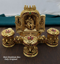 Sindur Box Antique Brass Kumkum Dabbi Carved Art Rare Collectible Organizer Set - £152.60 GBP