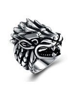 Men&#39;s OR Ladies Silver Stainless Steel Wolf Head Biker Ring Size 10 - $20.59