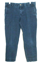 BANANA REPUBLIC JEAN PANTS SIZE 6 DARK BLUE CHINO POCKET FLAT FRONT STRA... - $14.23